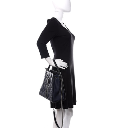 Chanel Caviar Quilted Medium CC Bucket Bag Dark Blue 3 of 11