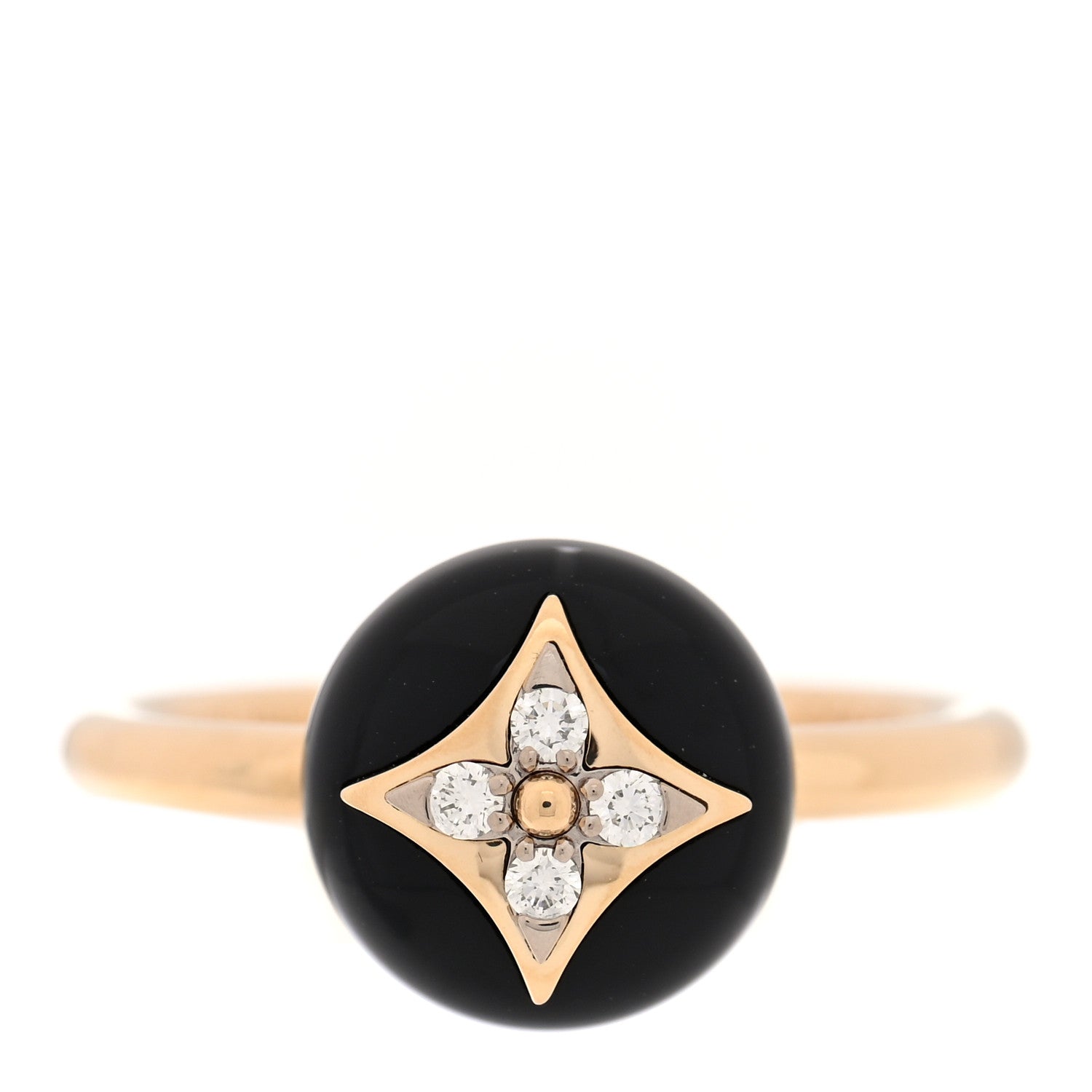 Louis Vuitton 18K Yellow Gold Diamond Black Onyx Idylle Blossom Ring 56 7.5 1 of 6
