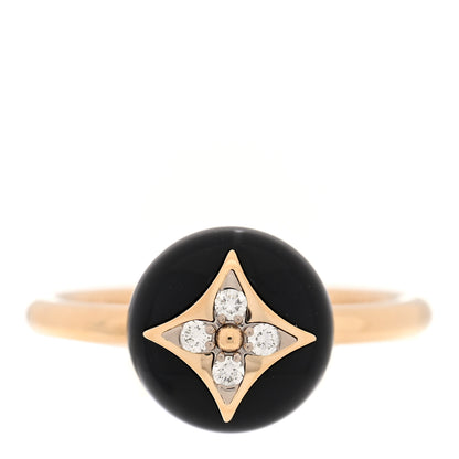 Louis Vuitton 18K Yellow Gold Diamond Black Onyx Idylle Blossom Ring 56 7.5 1 of 6