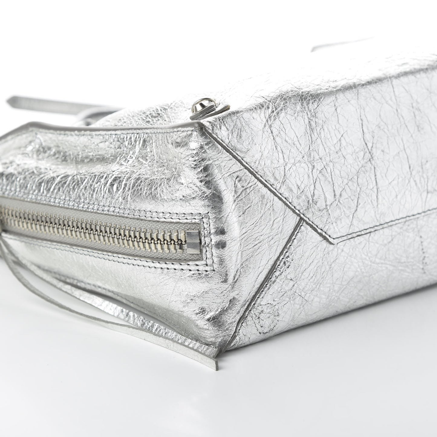 Metallic Calfskin Papier A6 Zip Around Tote Silver