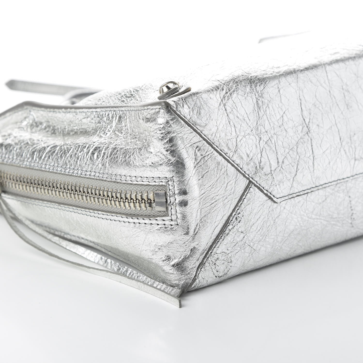 Balenciaga Metallic Calfskin Papier A6 Zip Around Tote Silver 6 of 12