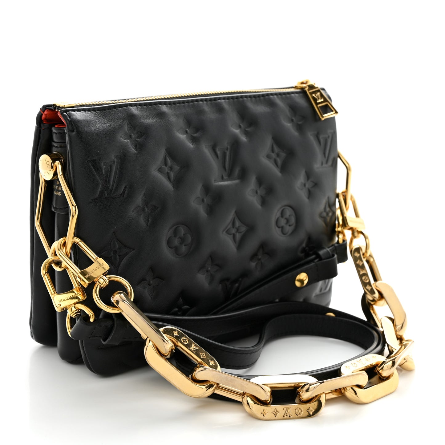 Lambskin Embossed Monogram Coussin BB Black