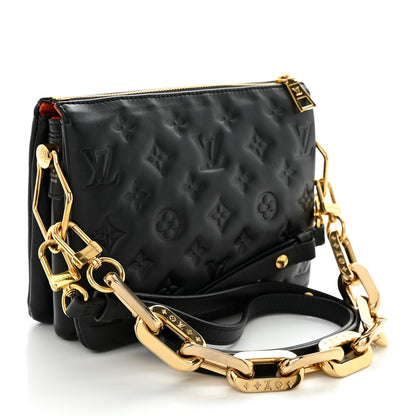 Louis Vuitton Lambskin Embossed Monogram Coussin BB Black 4 of 9