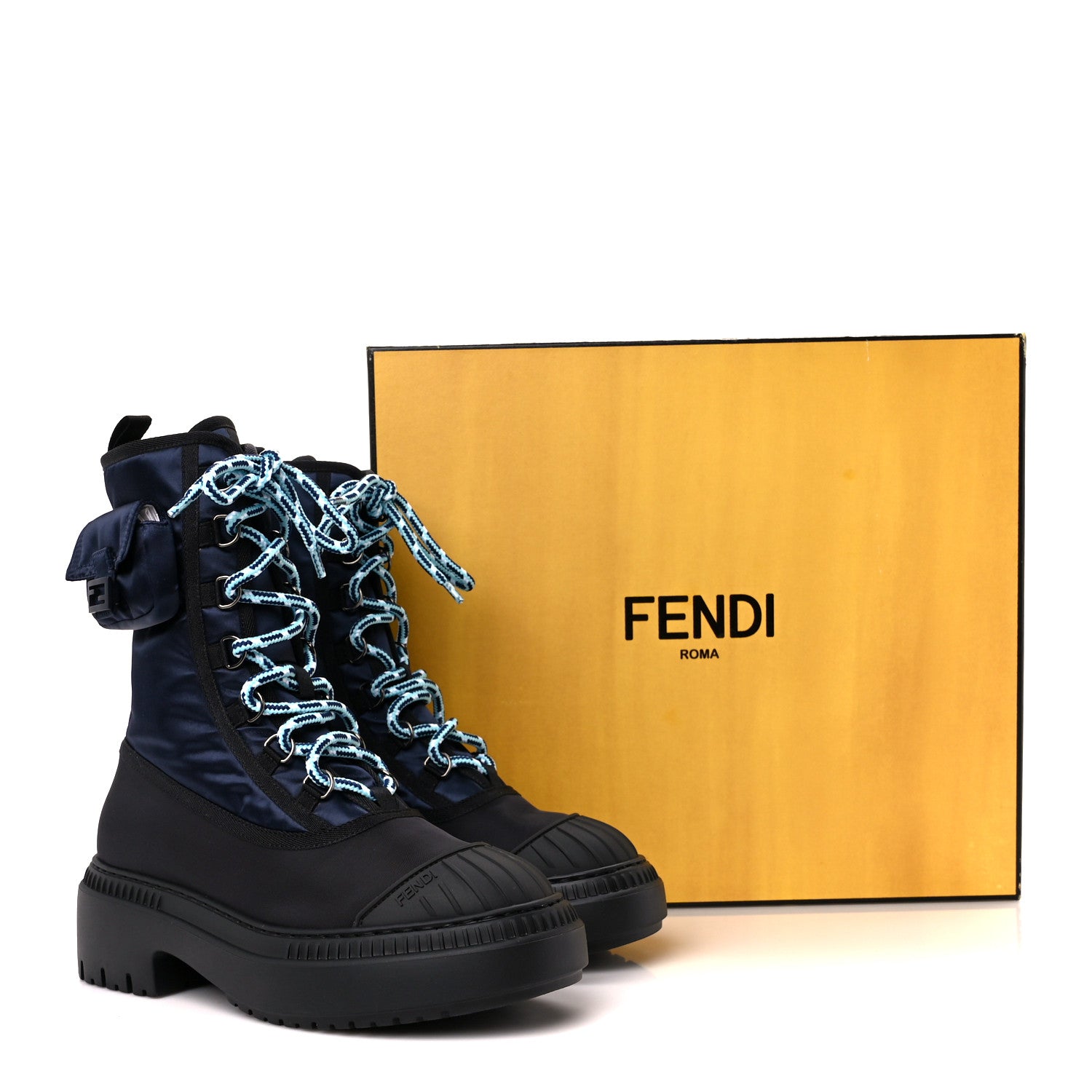 Fendi Nylon Baguette Domino 50mm Biker Boots 36 Eddie Black 10 of 10