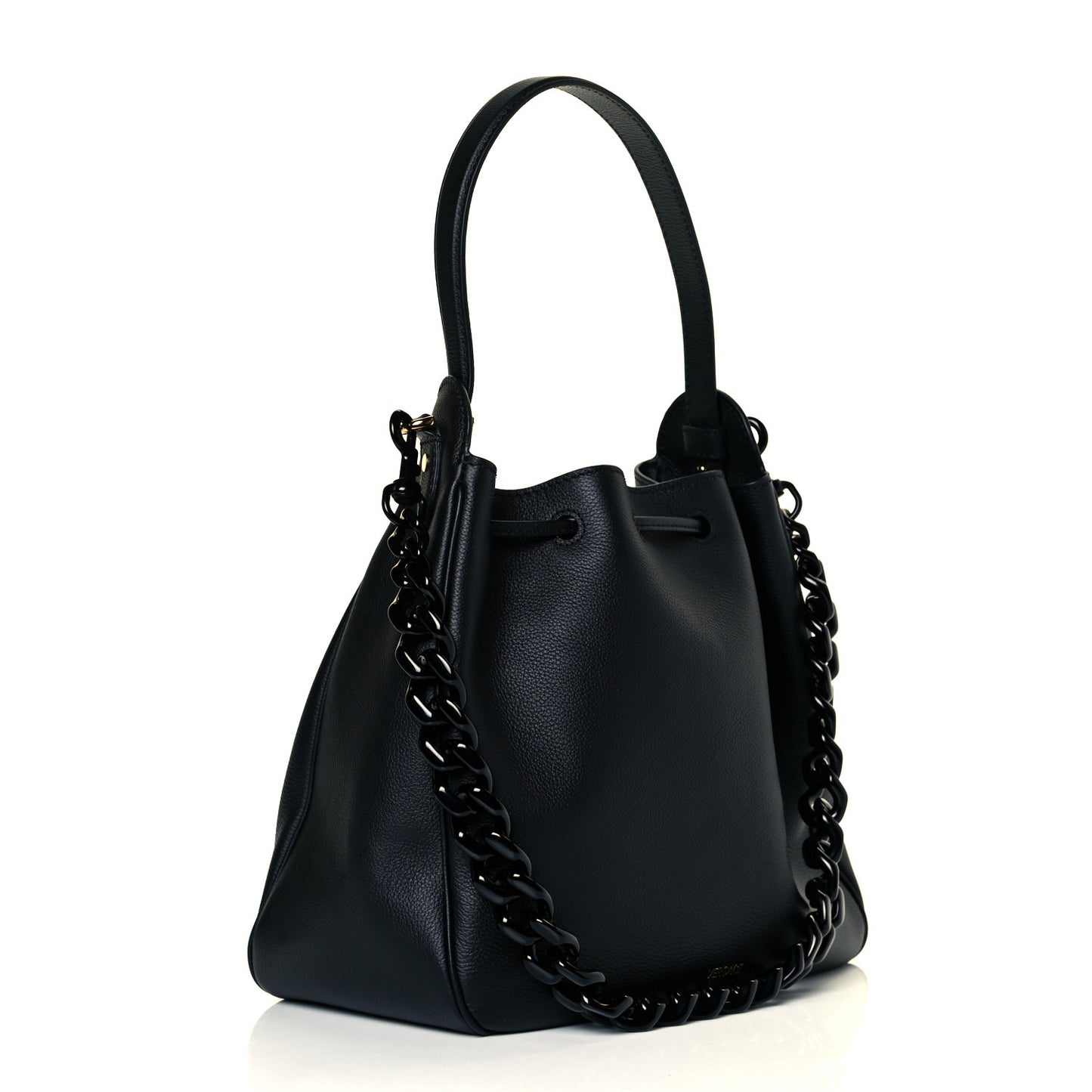 Grained Calfskin La Medusa Bucket Bag Black