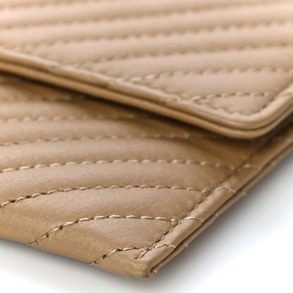 Chanel Aged Calfskin Chevron Quilted Flap Card Holder Beige 10 of 16