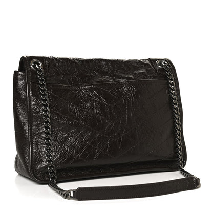 Saint Laurent Crinkled Calfskin Matelasse Monogram Medium Niki Chain Satchel Western Moka 3 of 13