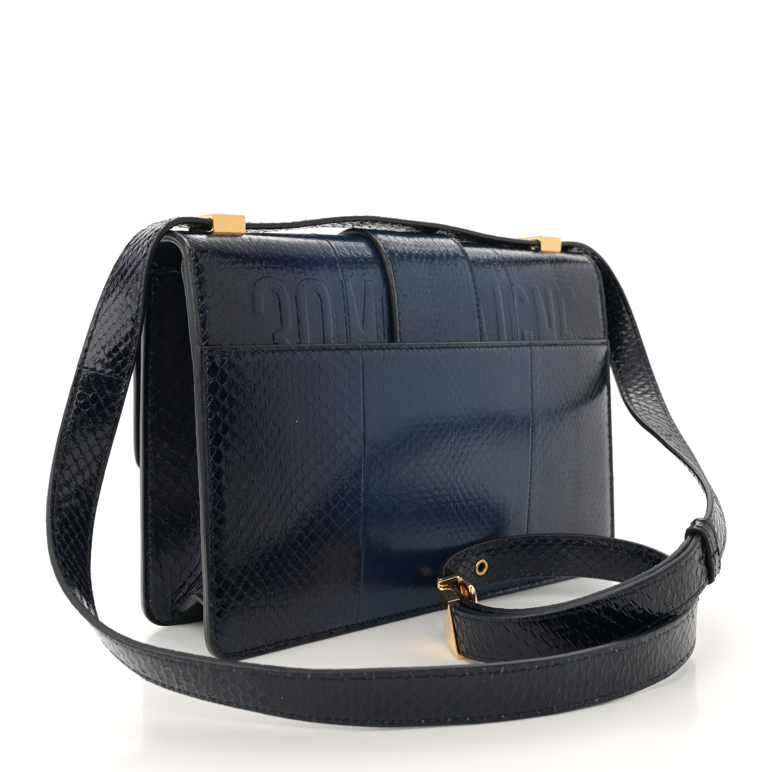 Christian Dior Snakeskin 30 Montaigne Flap Bag Blue 3 of 10