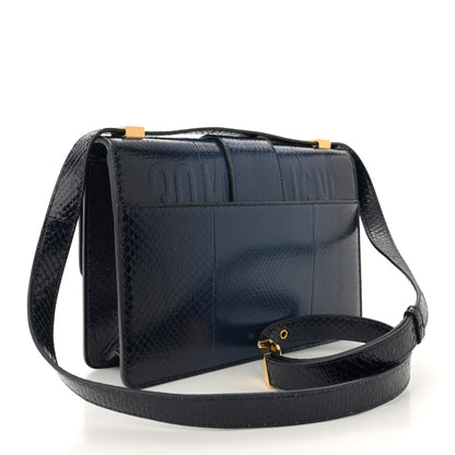 Christian Dior Snakeskin 30 Montaigne Flap Bag Blue 3 of 10