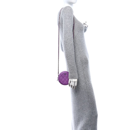 Chanel Lambskin Quilted Round Clutch With Chain Purple 2 of 10
