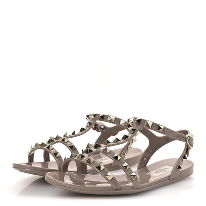 Valentino Garavani PVC Jelly Rockstud Caged Sandals 36 Poudre 4 of 12