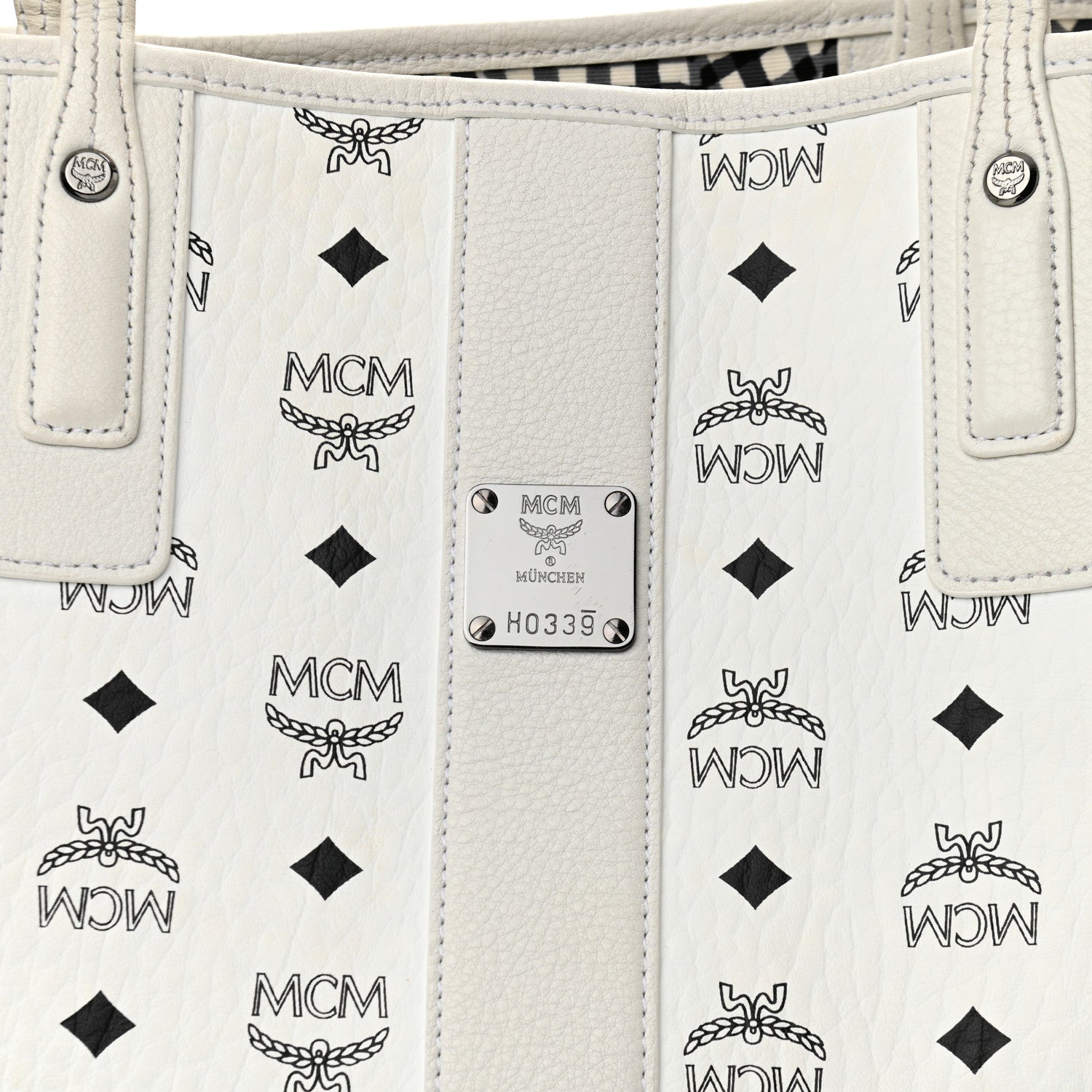 MCM Visetos Medium Liz Reversible Shopper Tote White 7 of 20