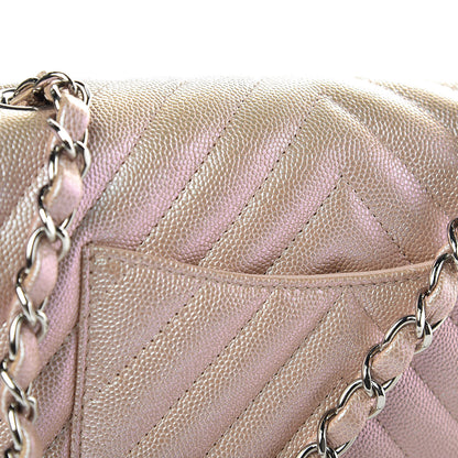Chanel Iridescent Caviar Chevron Quilted Mini Rectangular Flap Light Gold 8 of 10