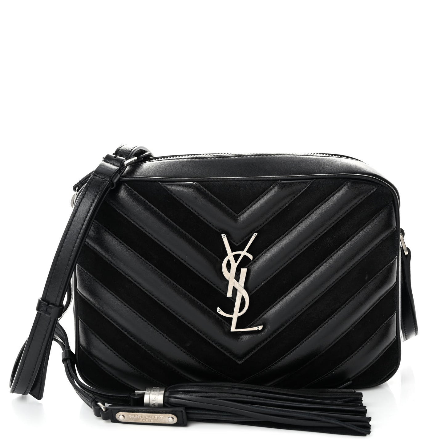 Calfskin Suede Matelasse Monogram Lou Camera Bag Black