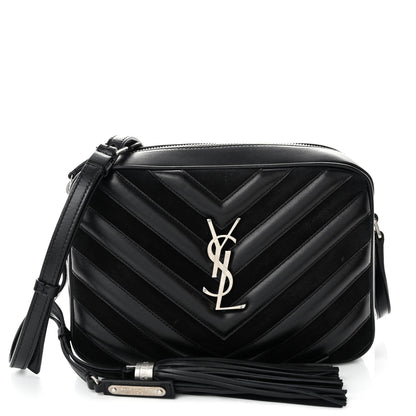 Saint Laurent Calfskin Suede Matelasse Monogram Lou Camera Bag Black 1 of 9