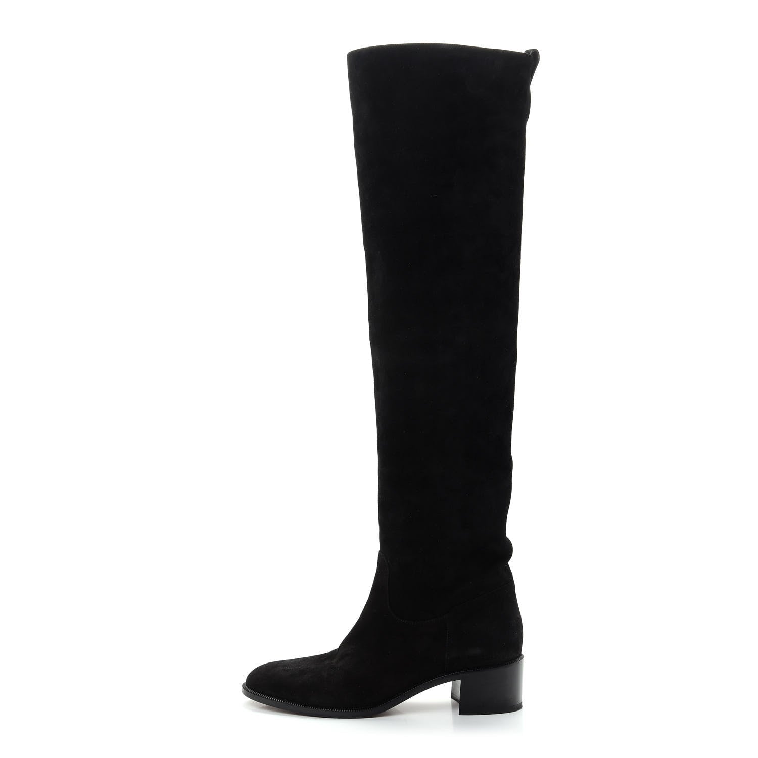 Christian Dior Suede Global Knee High Boots 37 Black 1 of 10