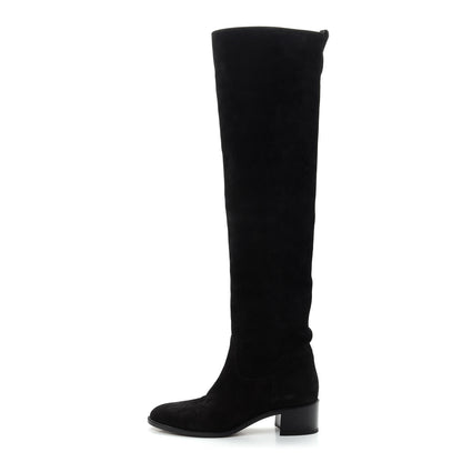 Christian Dior Suede Global Knee High Boots 37 Black 1 of 10