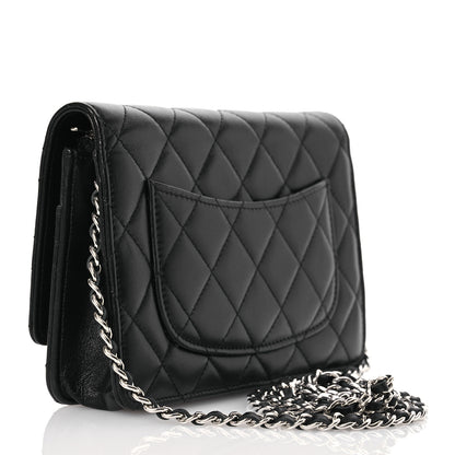 Chanel Lambskin Quilted Crystal CC Wallet On Chain WOC Black 3 of 15