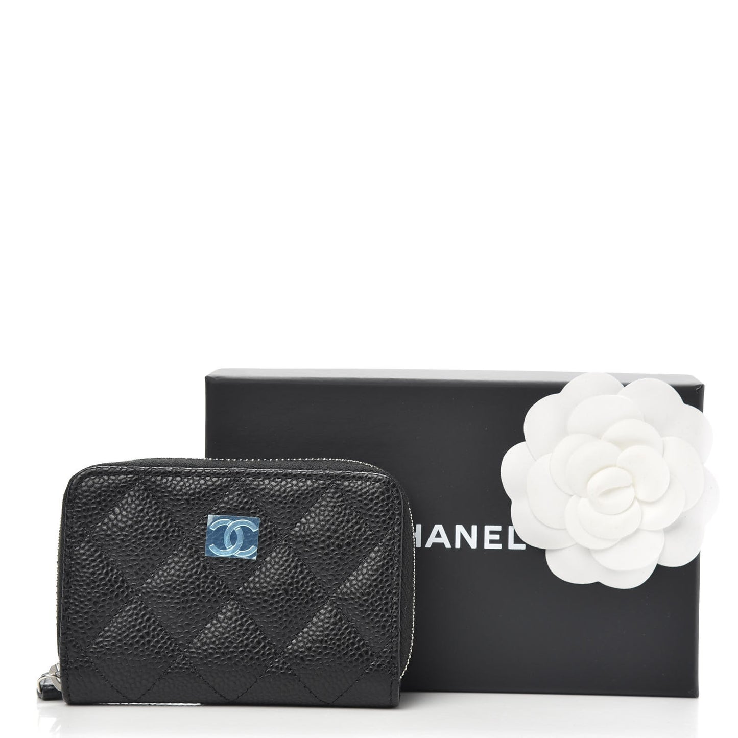 Caviar Quilted Zip Coin Purse Black