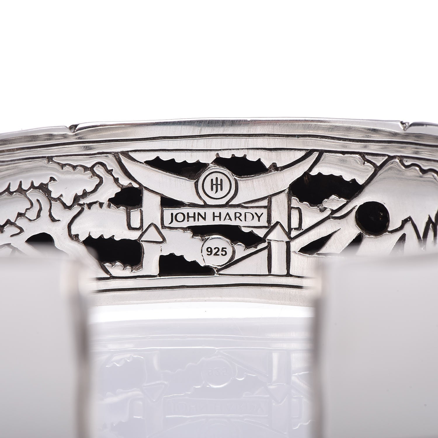 John Hardy Sterling Silver Enamel Bamboo Cuff M White 4 of 4