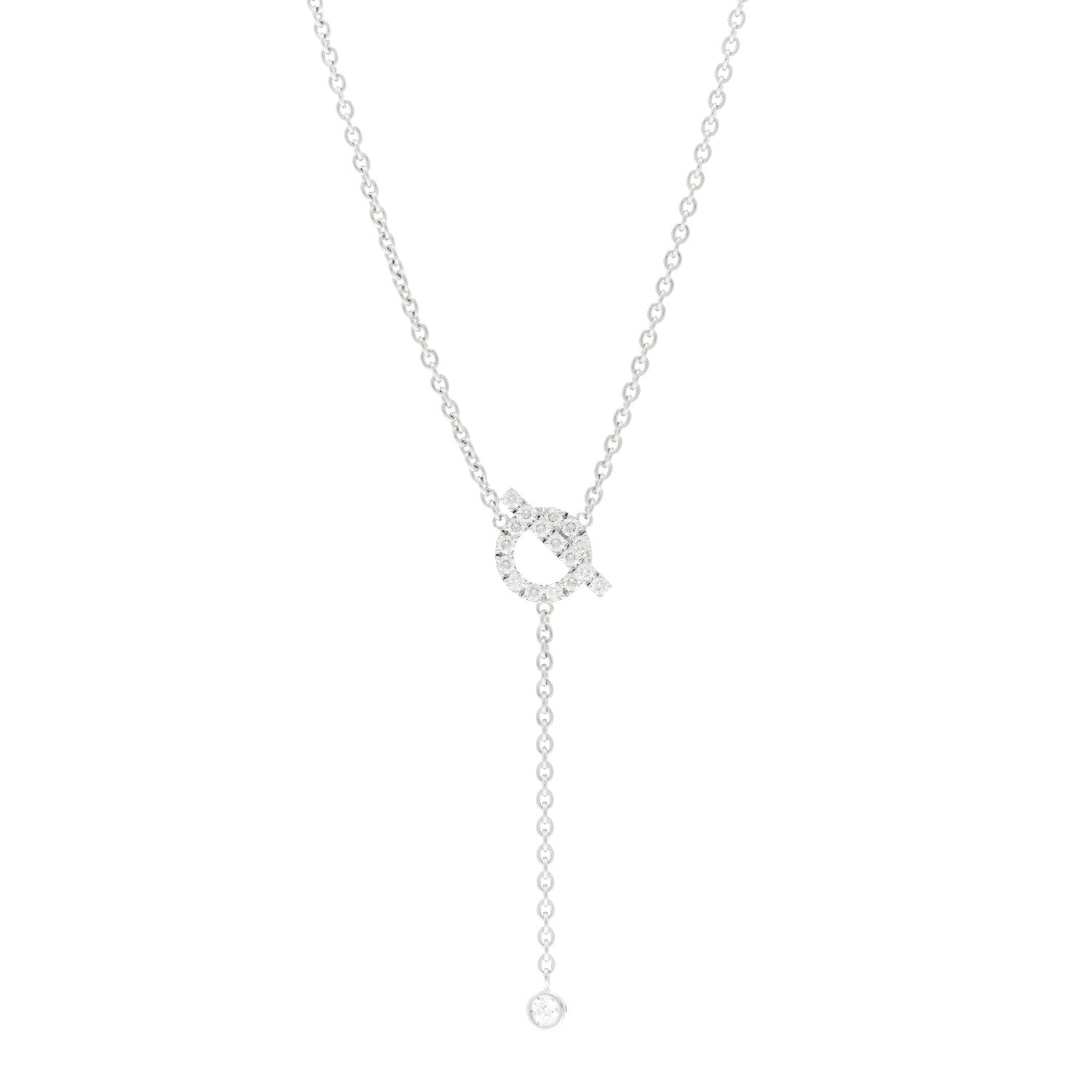 Hermes 18K White Gold Diamond Finesse Lariat Necklace 1 of 5
