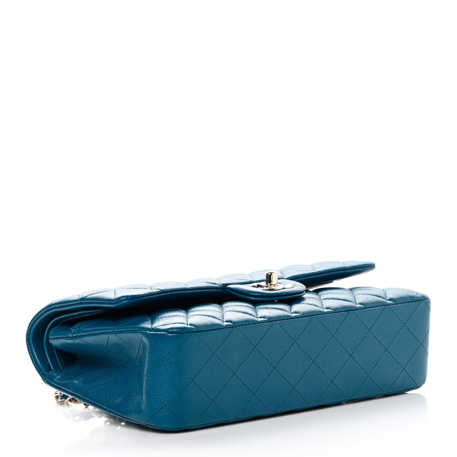 Chanel Caviar Quilted Medium Double Flap Dark Turquoise 3 of 14