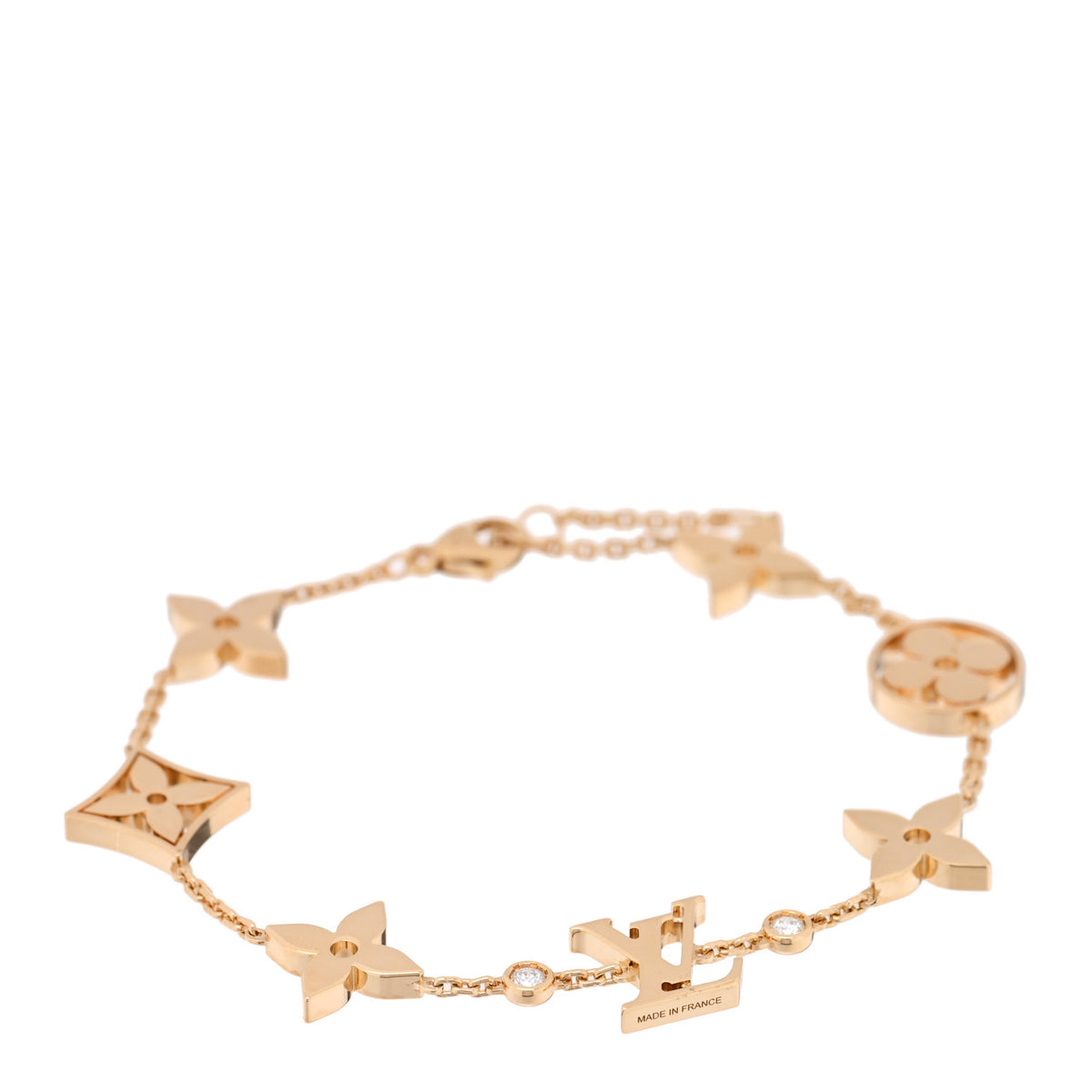 18K Yellow Gold Diamond Idylle Blossom Monogram Bracelet