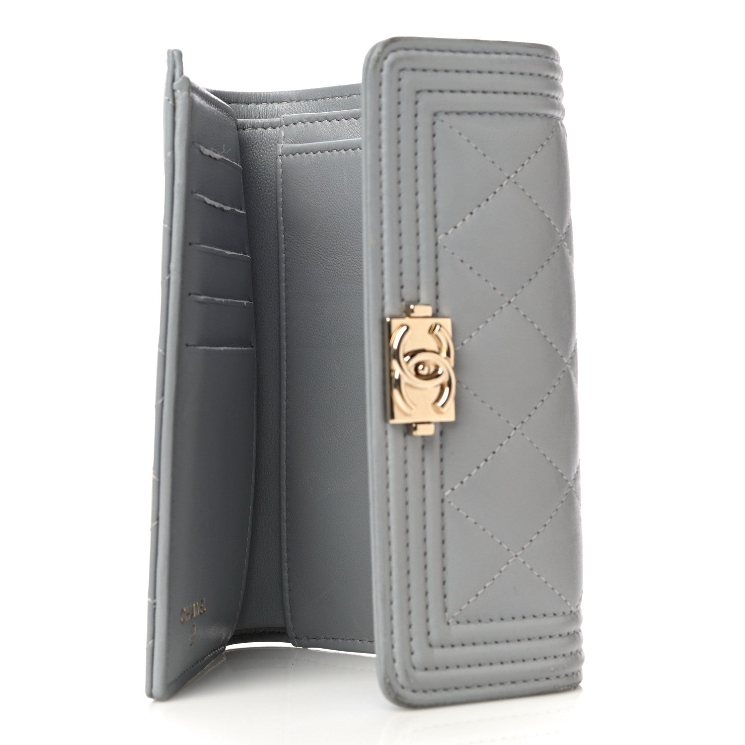 Chanel Lambskin Quilted Medium Boy Flap Wallet Grey 5 of 12