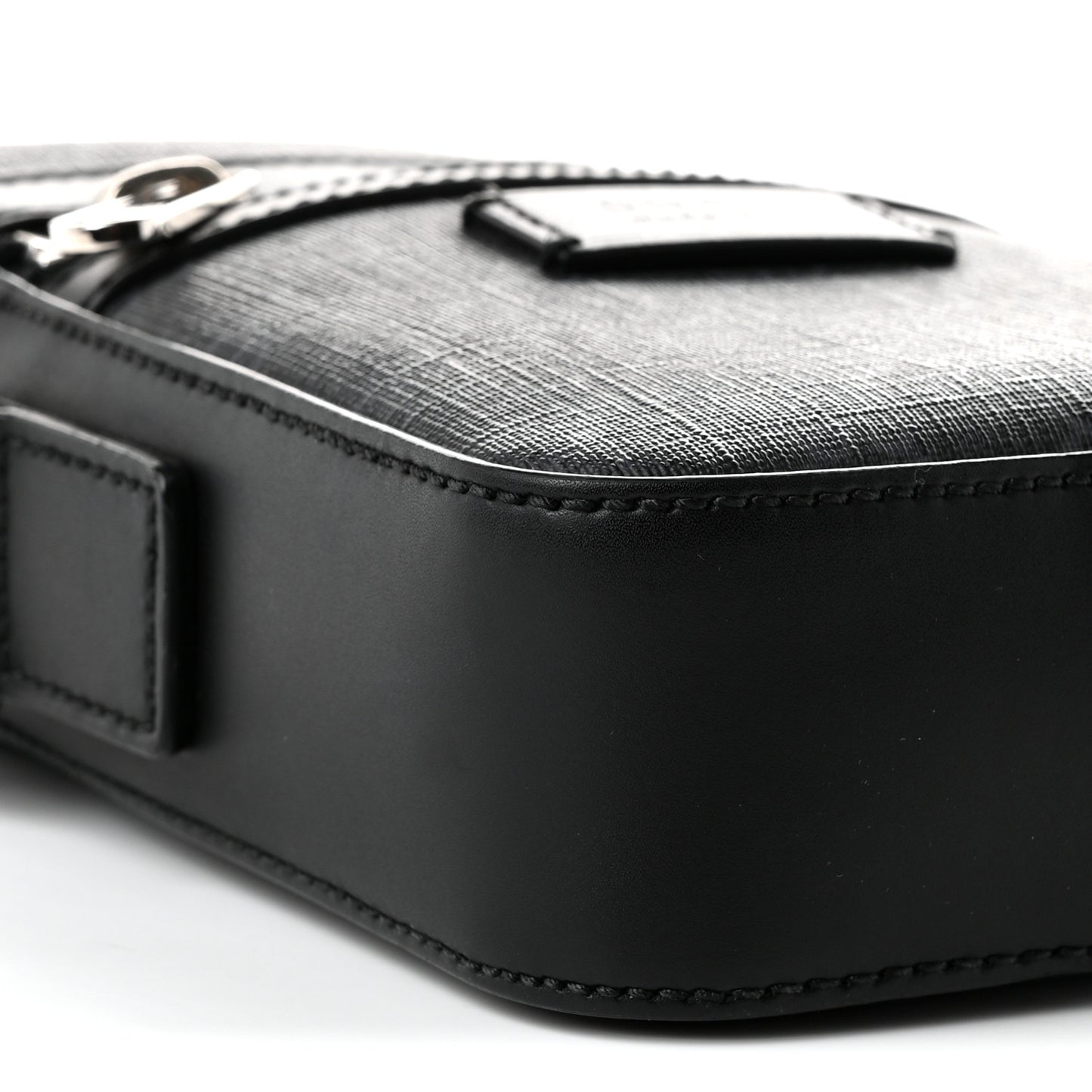 GG Supreme Monogram Appia Calfskin Web Small Camera Messenger Bag Black Grey