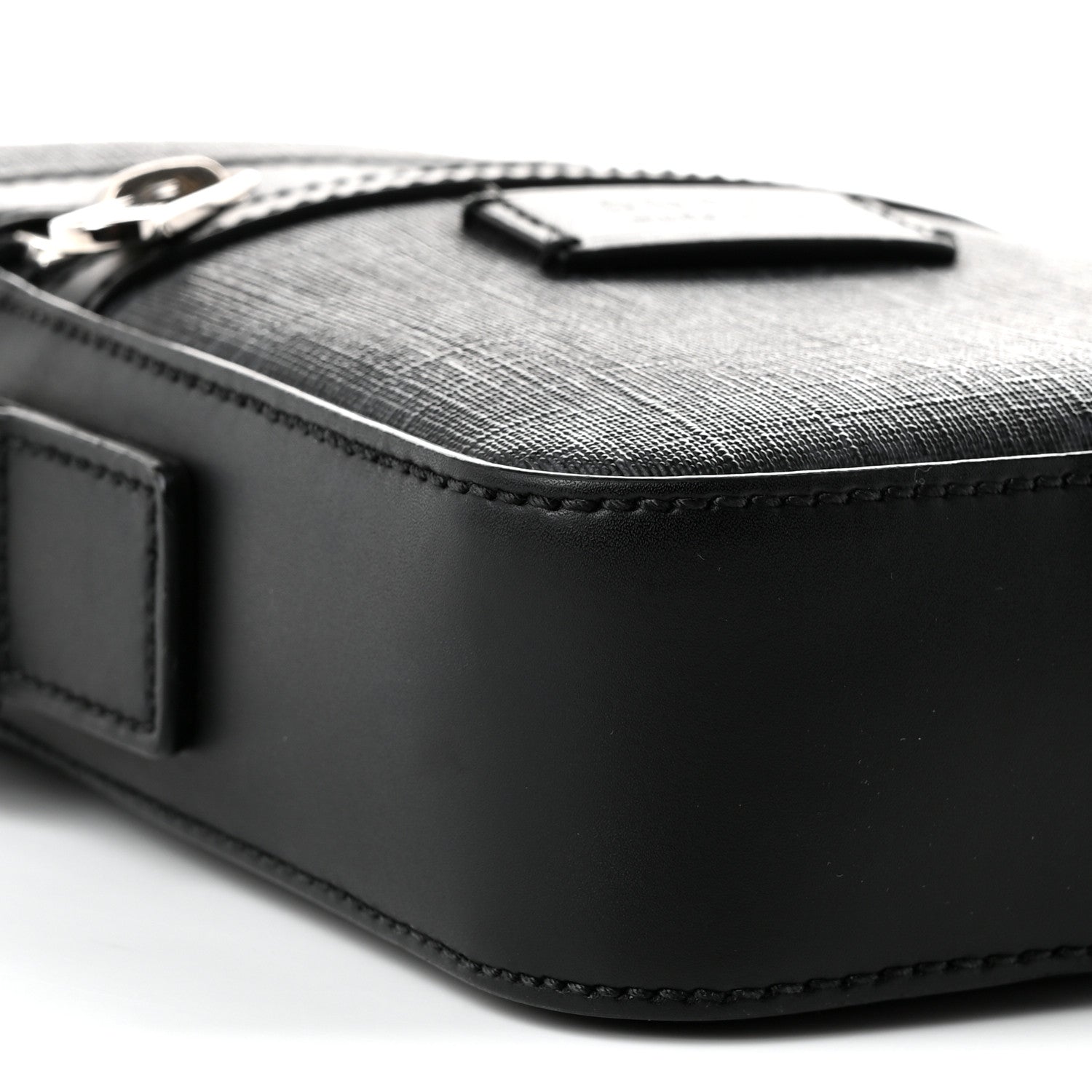 Gucci GG Supreme Monogram Appia Calfskin Web Small Camera Messenger Bag Black Grey 9 of 11