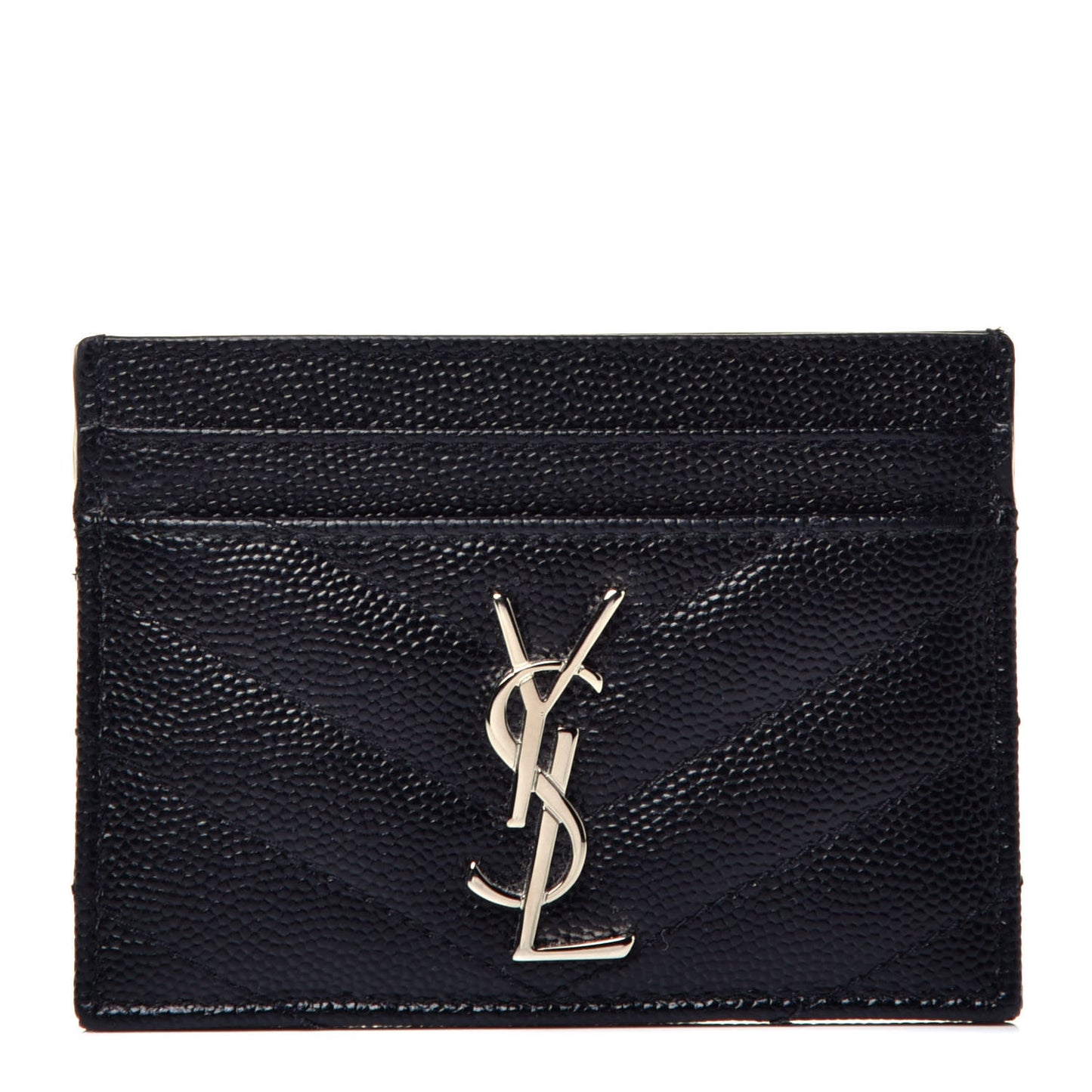 Grain De Poudre Matelasse Chevron Monogram Credit Card Case Black