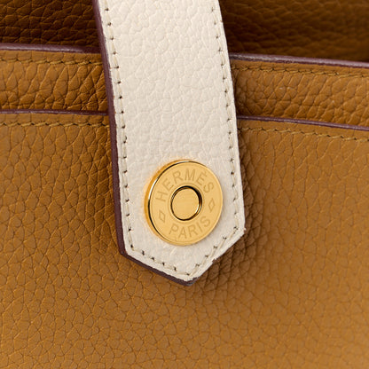 Hermes Taurillon Clemence Chevre Mysore Saut 25 Sesame Craie Lime 8 of 15