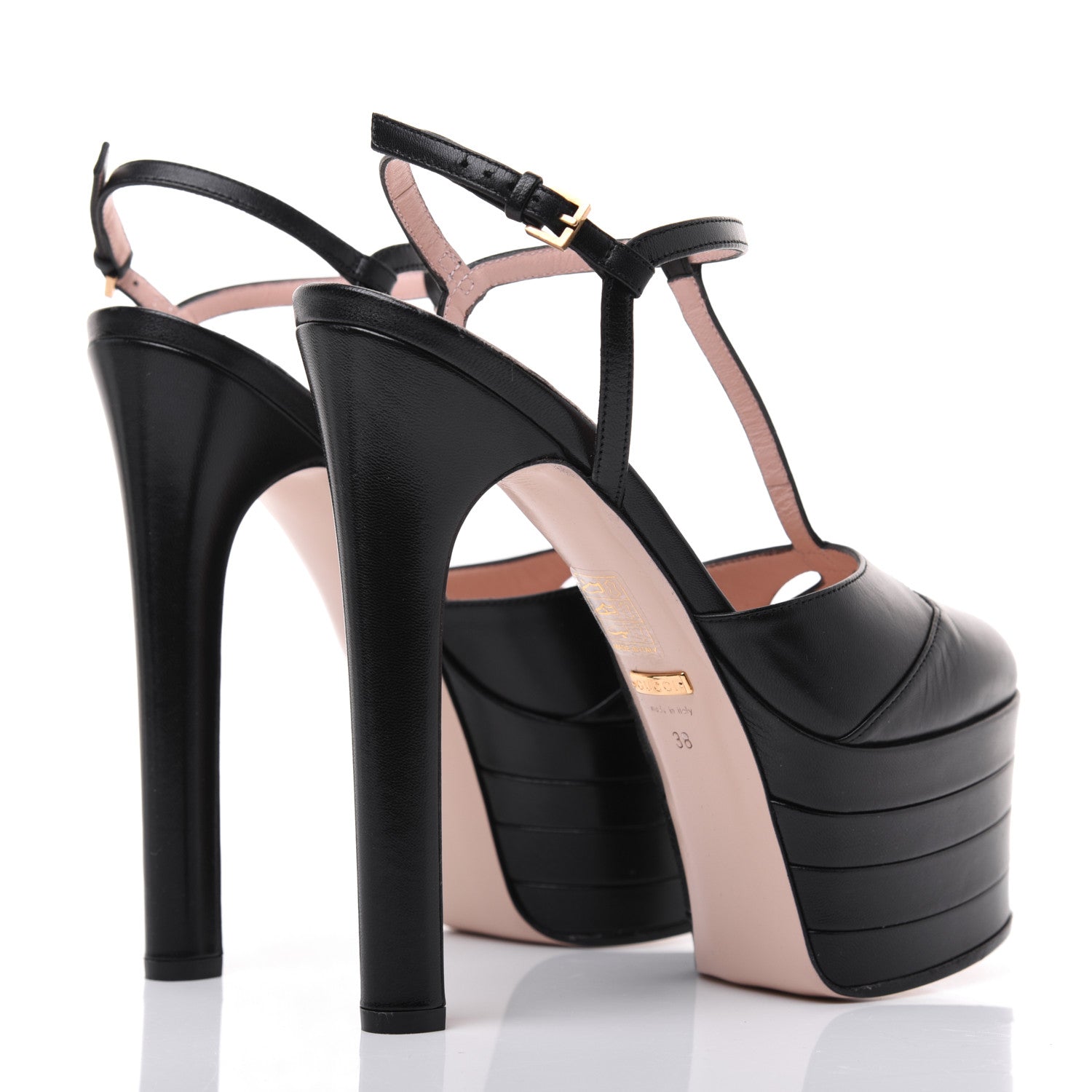 Gucci Malaga Kid T Strap Platform Pumps 38 Black 4 of 15