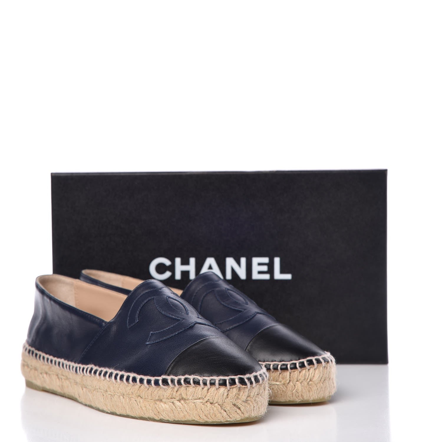 Chanel Lambskin Espadrilles 38 Navy Black 16 of 16