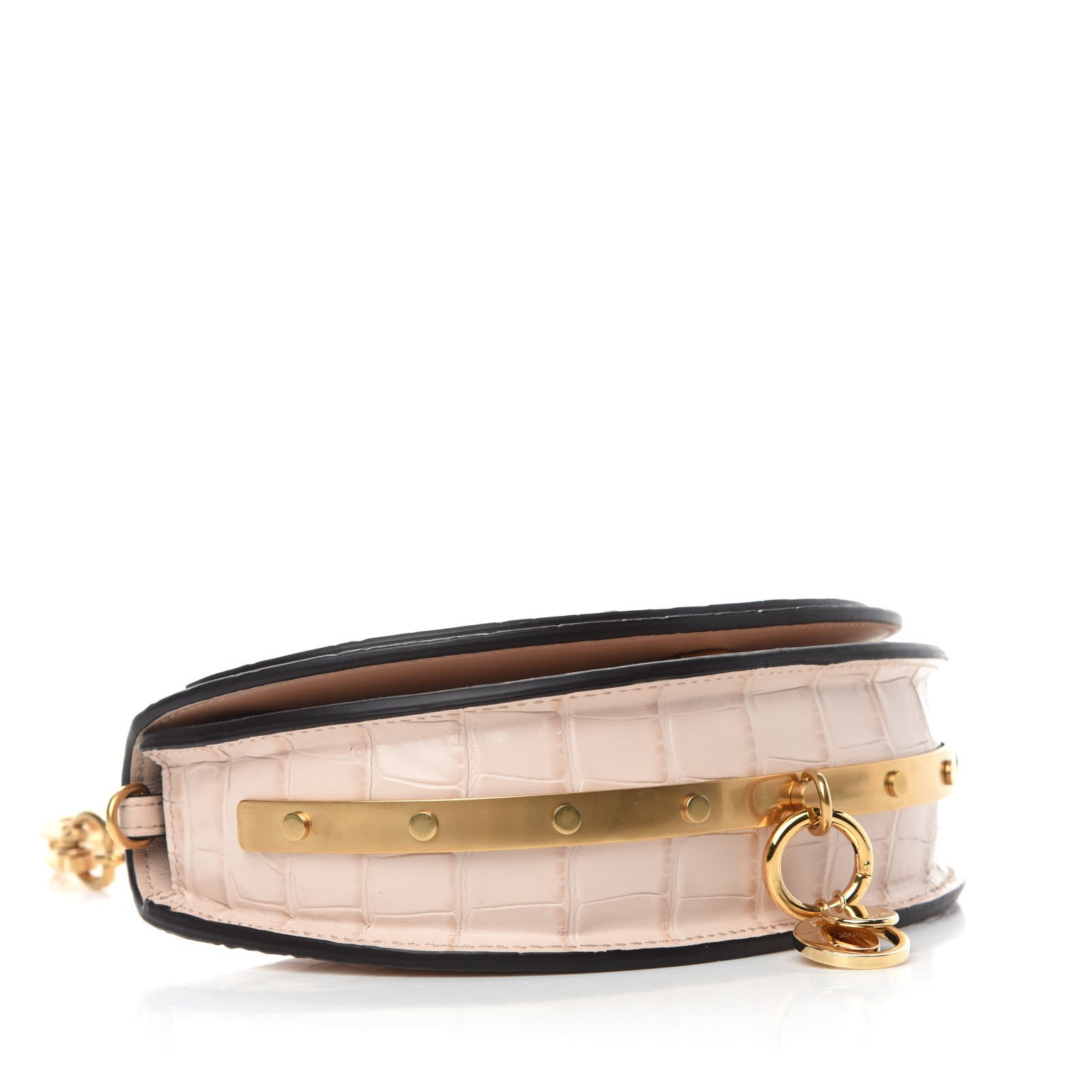 Chloe Calfskin Crocodile Embossed Small Nile Bracelet Minaudiere Bag Cement Pink 4 of 15