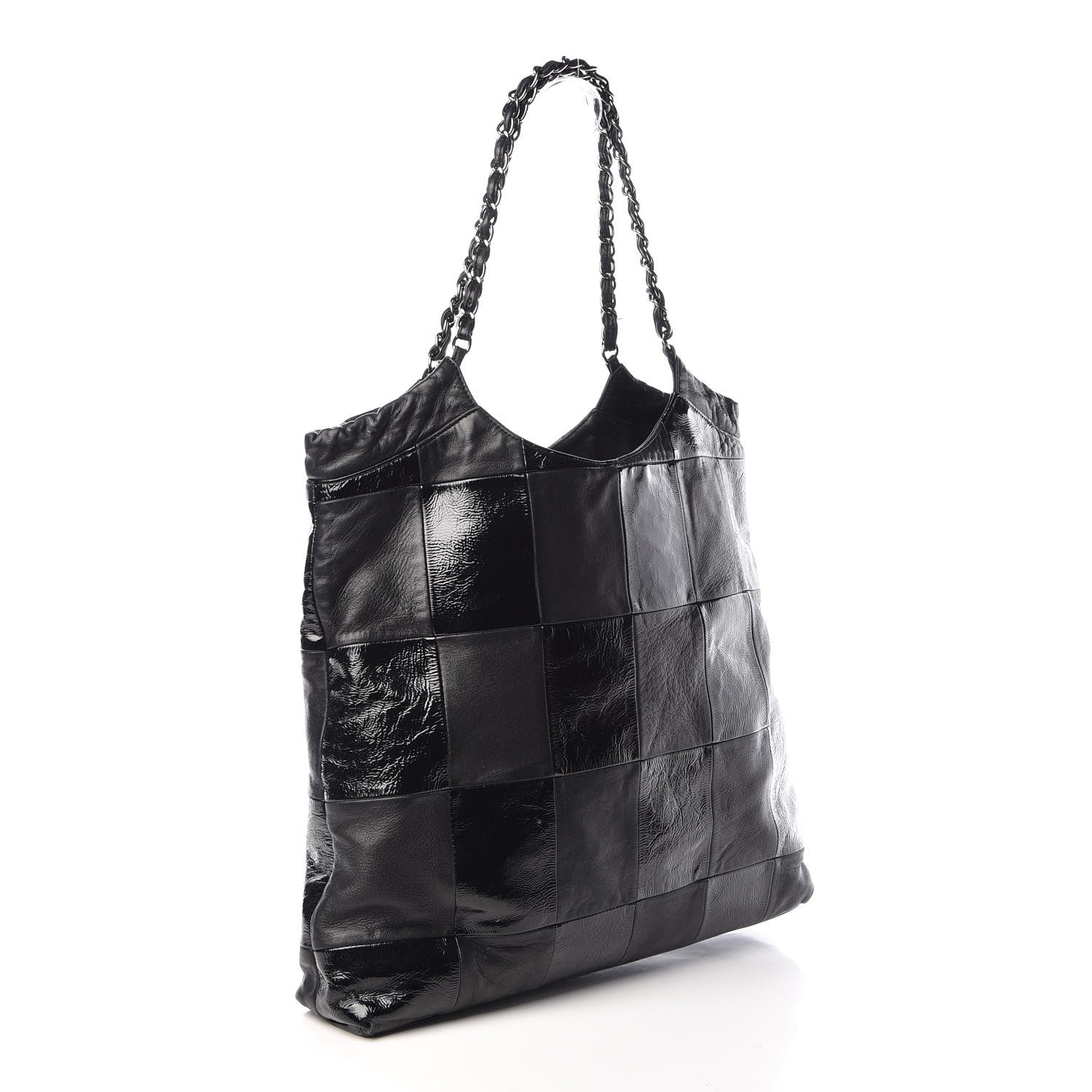 Chanel Patent Calfskin Patchwork Brooklyn Tote Black 3 of 9
