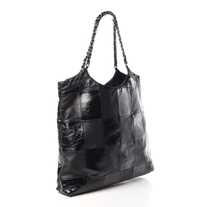 Chanel Patent Calfskin Patchwork Brooklyn Tote Black 3 of 9