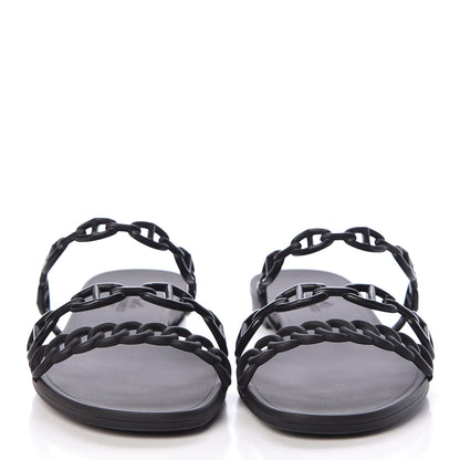 Hermes Rubber Chaine d'Ancre Rivage Sandals 38 Black 2 of 9