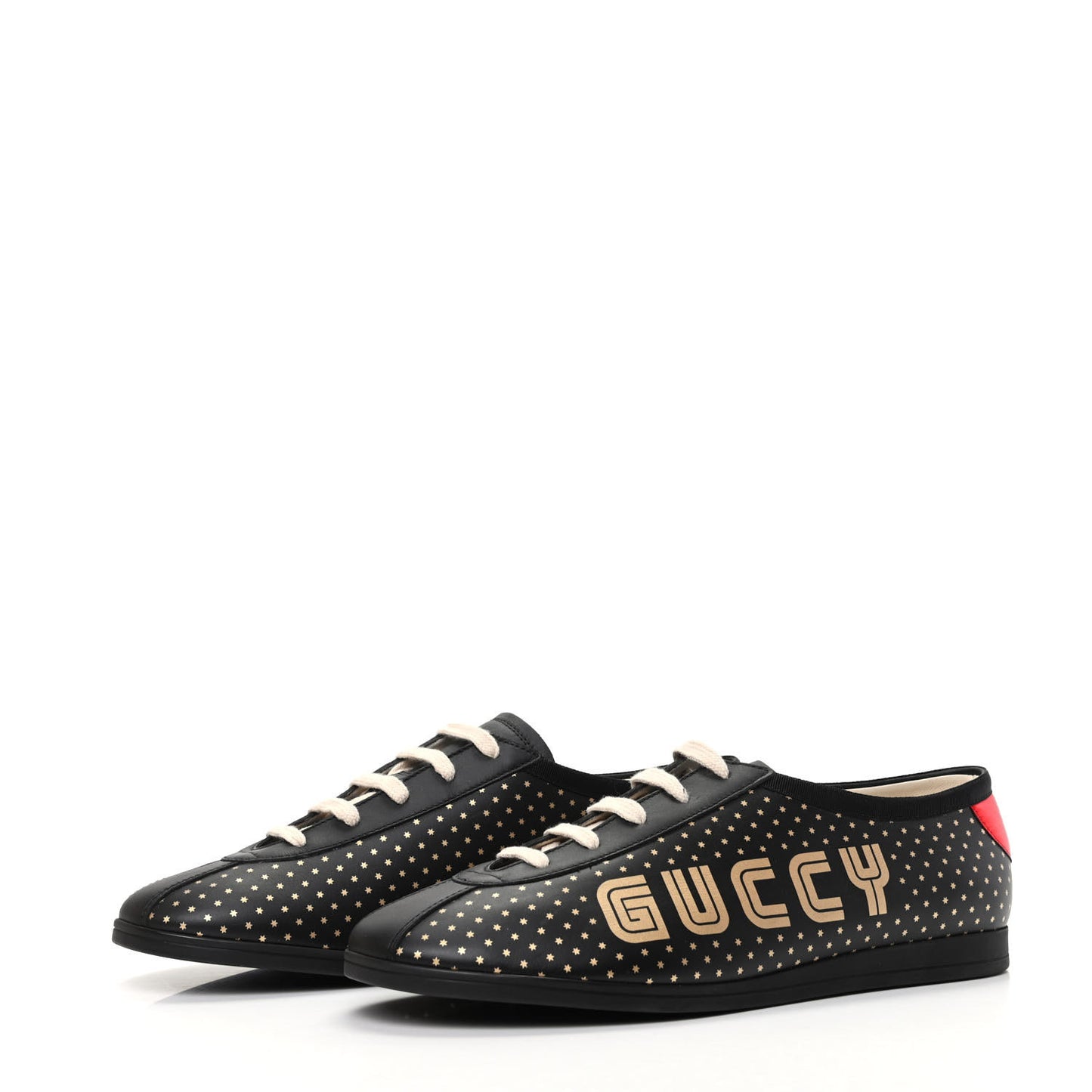 X SEGA Calfskin GUCCY Stars Mens Falacer Sneakers 9 Black
