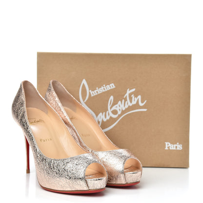 Christian Louboutin Metallic Crinkled Nappa Platform Peep Toe Pumps 39.5 Rose Gold 9 of 9