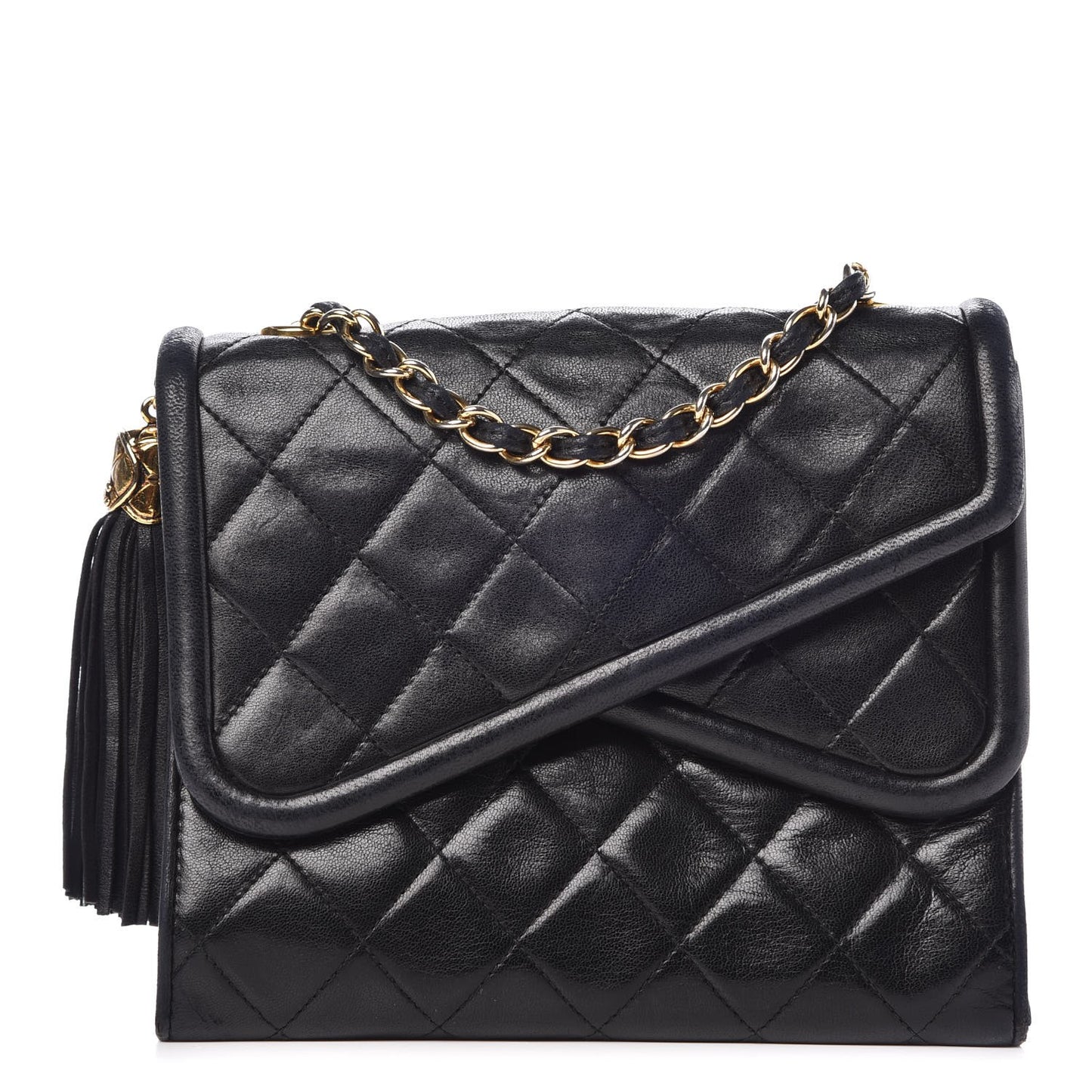 Lambskin Quilted Mini Diagonal Square Flap Black