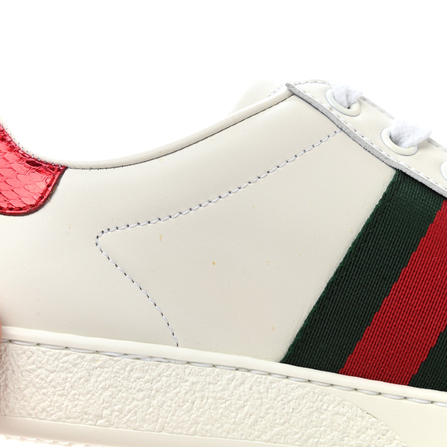Calfskin Web Bee Embroidered Womens Ace Sneakers 36 White