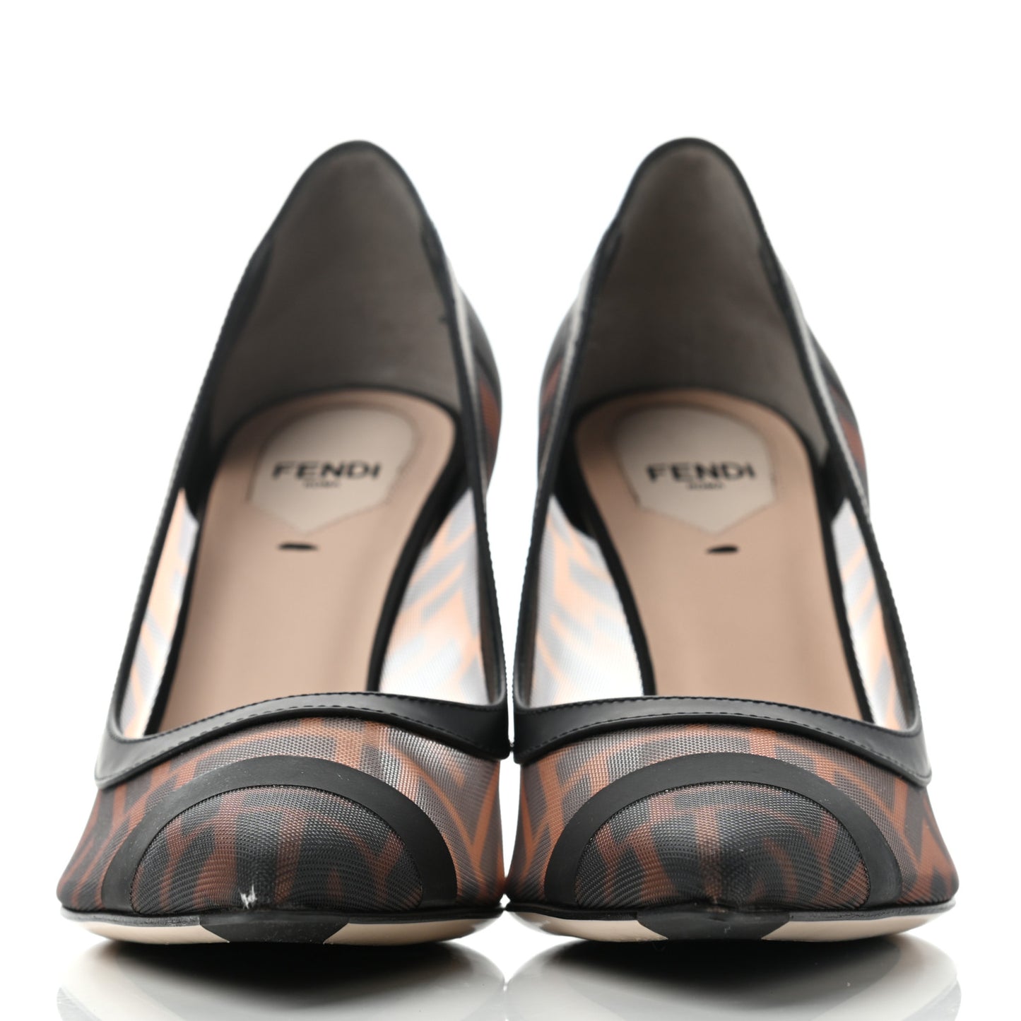 Technical Mesh Vitello Gommato FF Colibri 85mm Pumps 37.5 Tobacco Moro Black