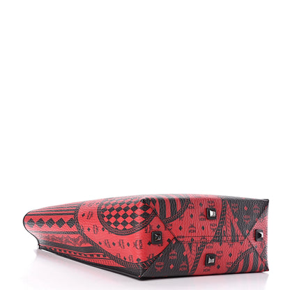 MCM Visetos Baroque Print Kira North South Shopper Tote Red 5 of 10