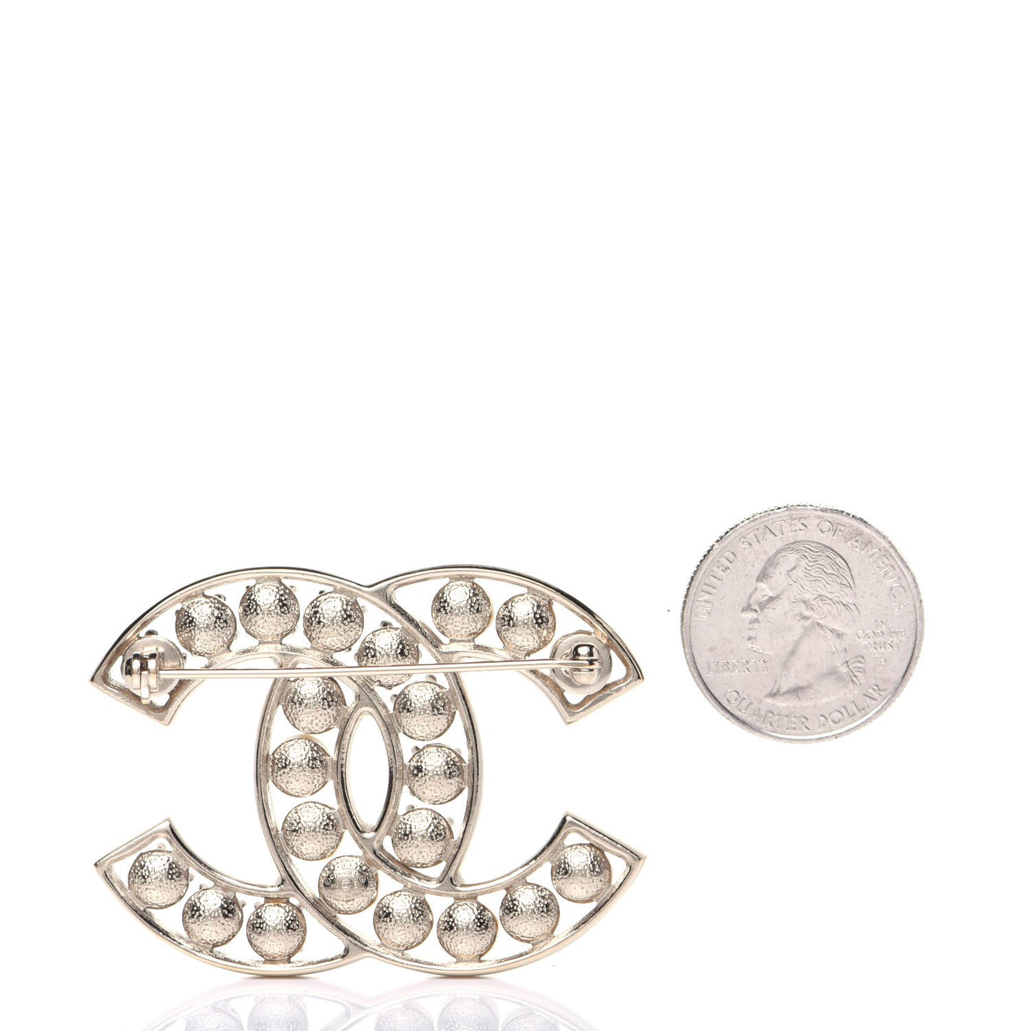 Pearl Crystal CC Brooch Gold Pearly White