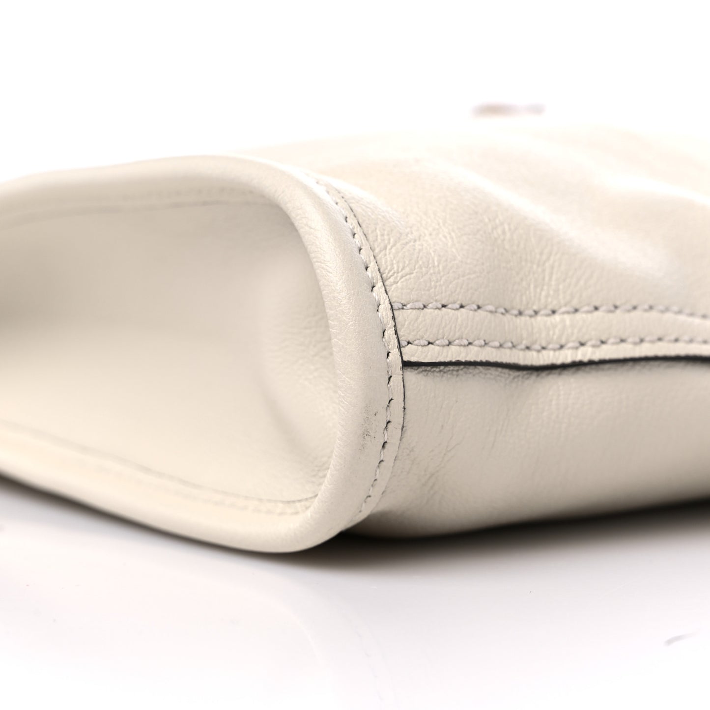 Suede Calfskin Large Rajah Chain Tote White