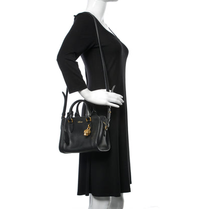 Alexander McQueen Pebbled Calfskin Mini Padlock Tote Black 2 of 10