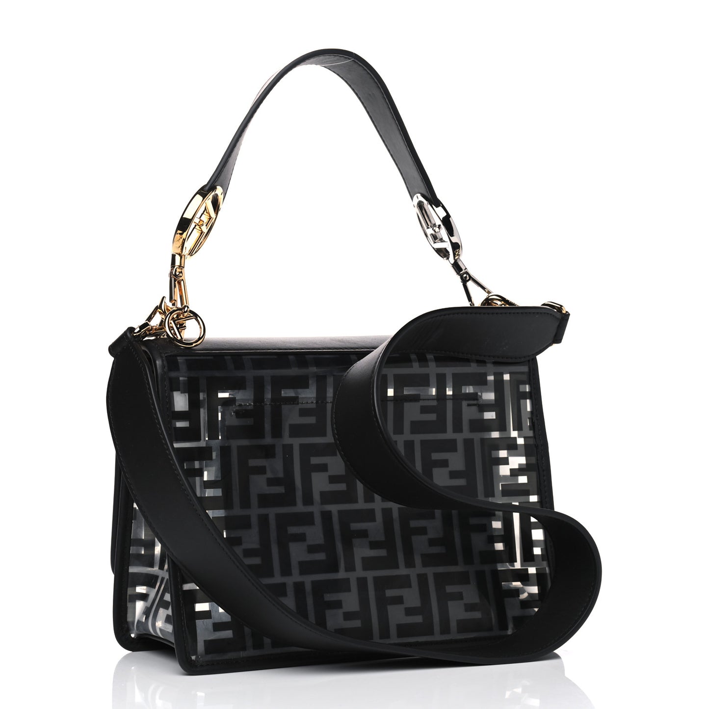 TPU FF Vitello Century F is Fendi Kan I Shoulder Bag Black