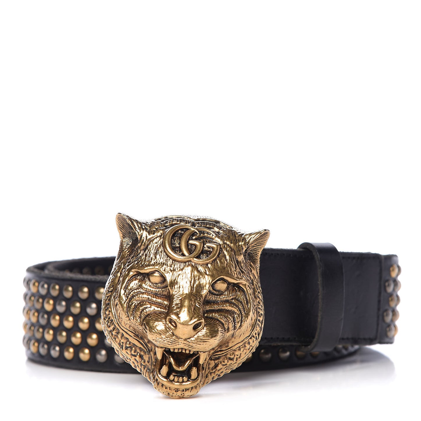 Calfskin Studded Feline Belt 90 36 Black