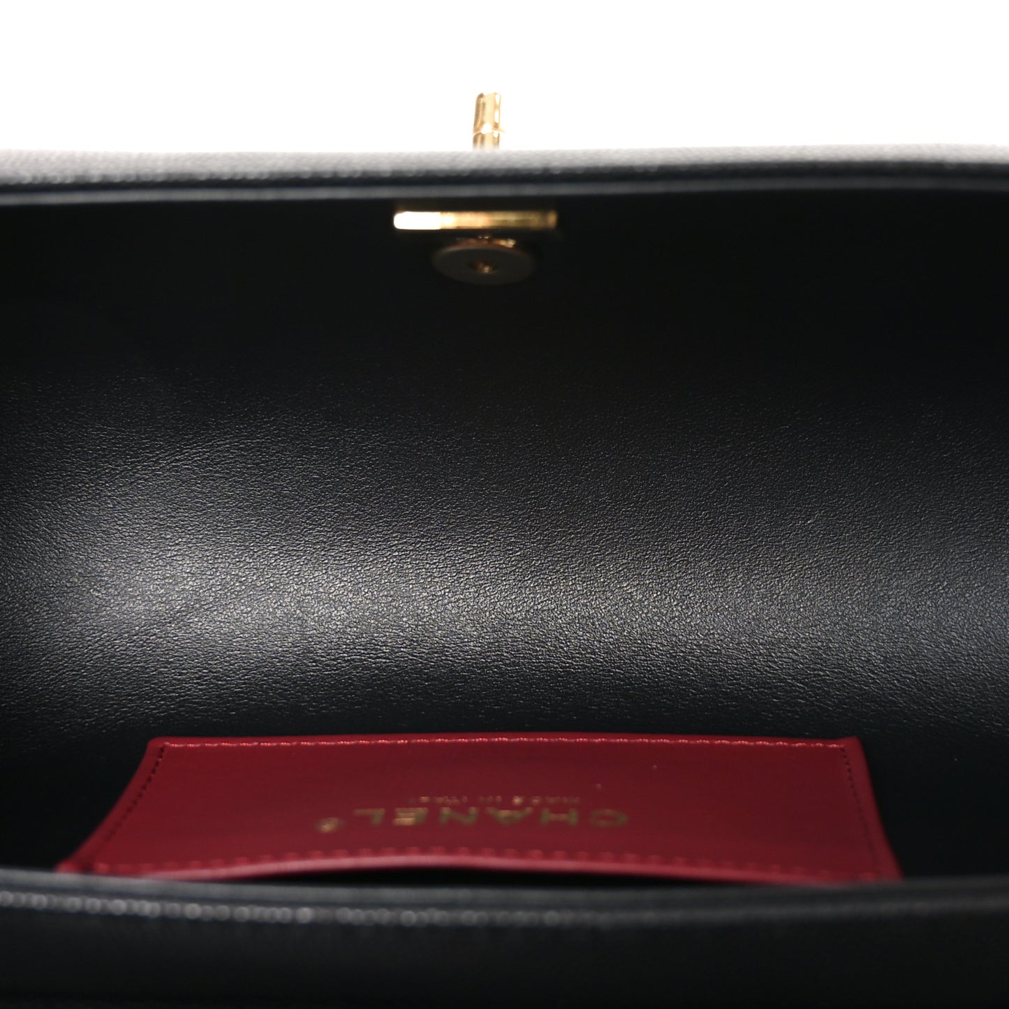 Shiny Caviar Preppy Coco Small Bowling Bag Black